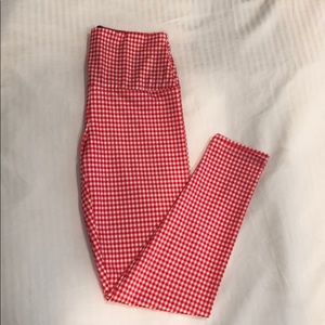 Red and white checked leggings